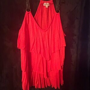 Vibrant Reddish/Orange Layered Halter Top